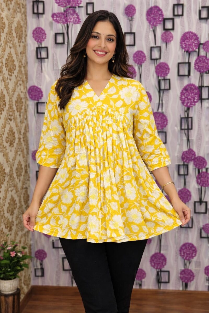 Women’s Cotton Short Top – Daily Wear - Yellow(2007	)