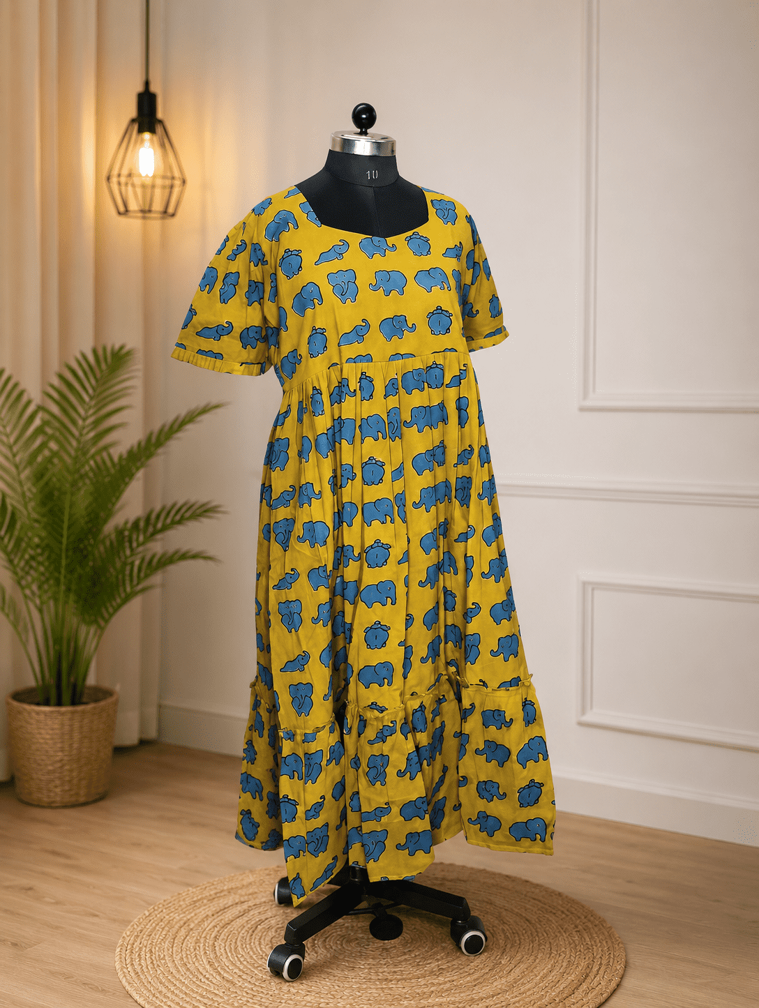 Elephant Print Frock -Mustard Yellow(1992)