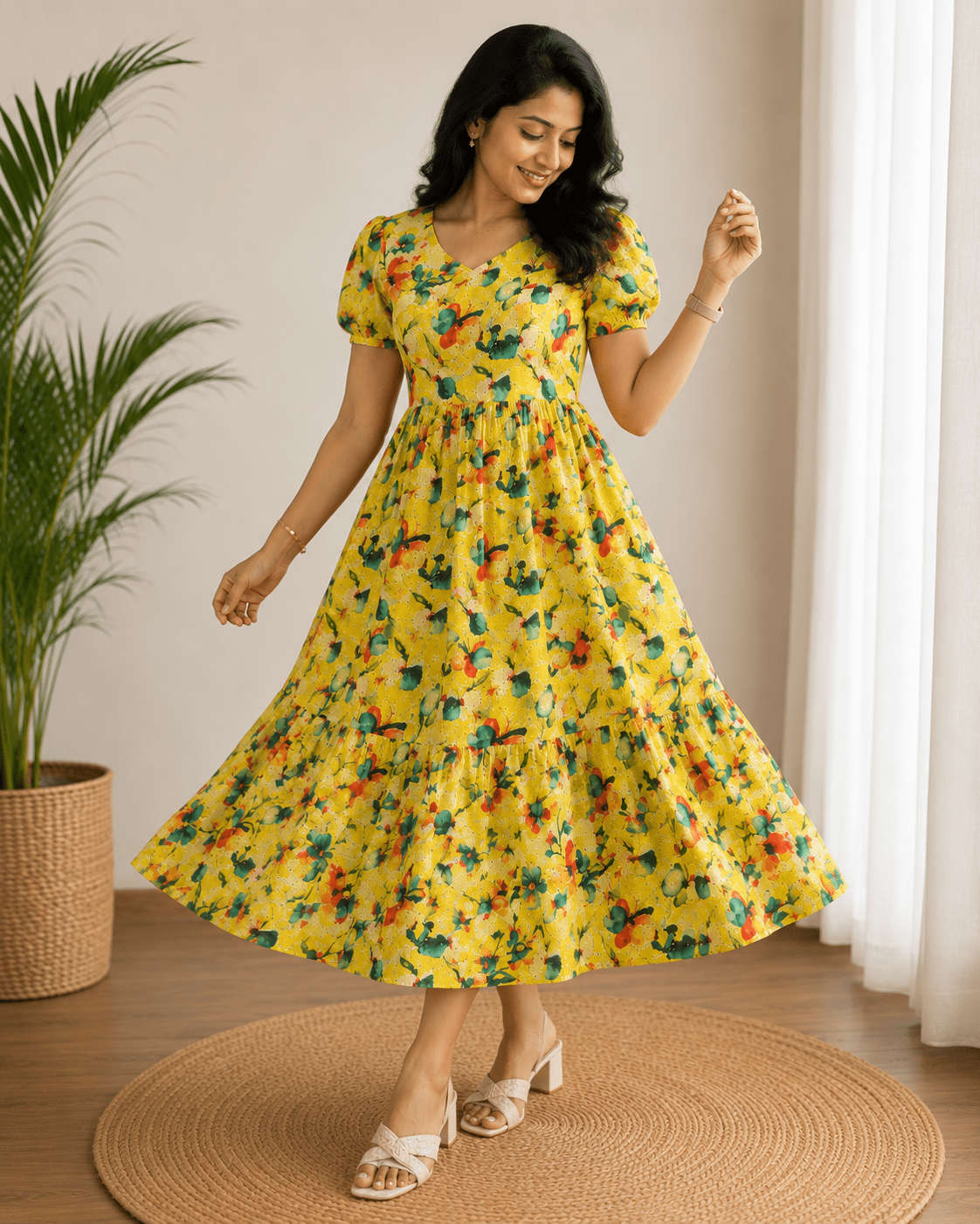 Yellow Floral Hakoba Maxi Dress (2012)