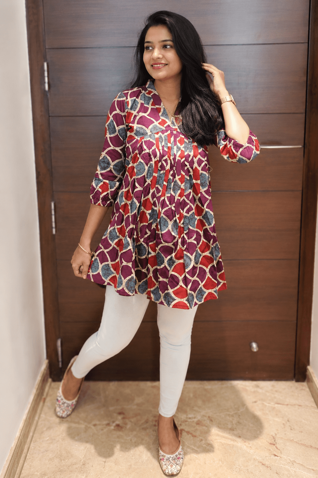Women’s Jaipur Cotton Short Top - Violet (2025) - Image 3