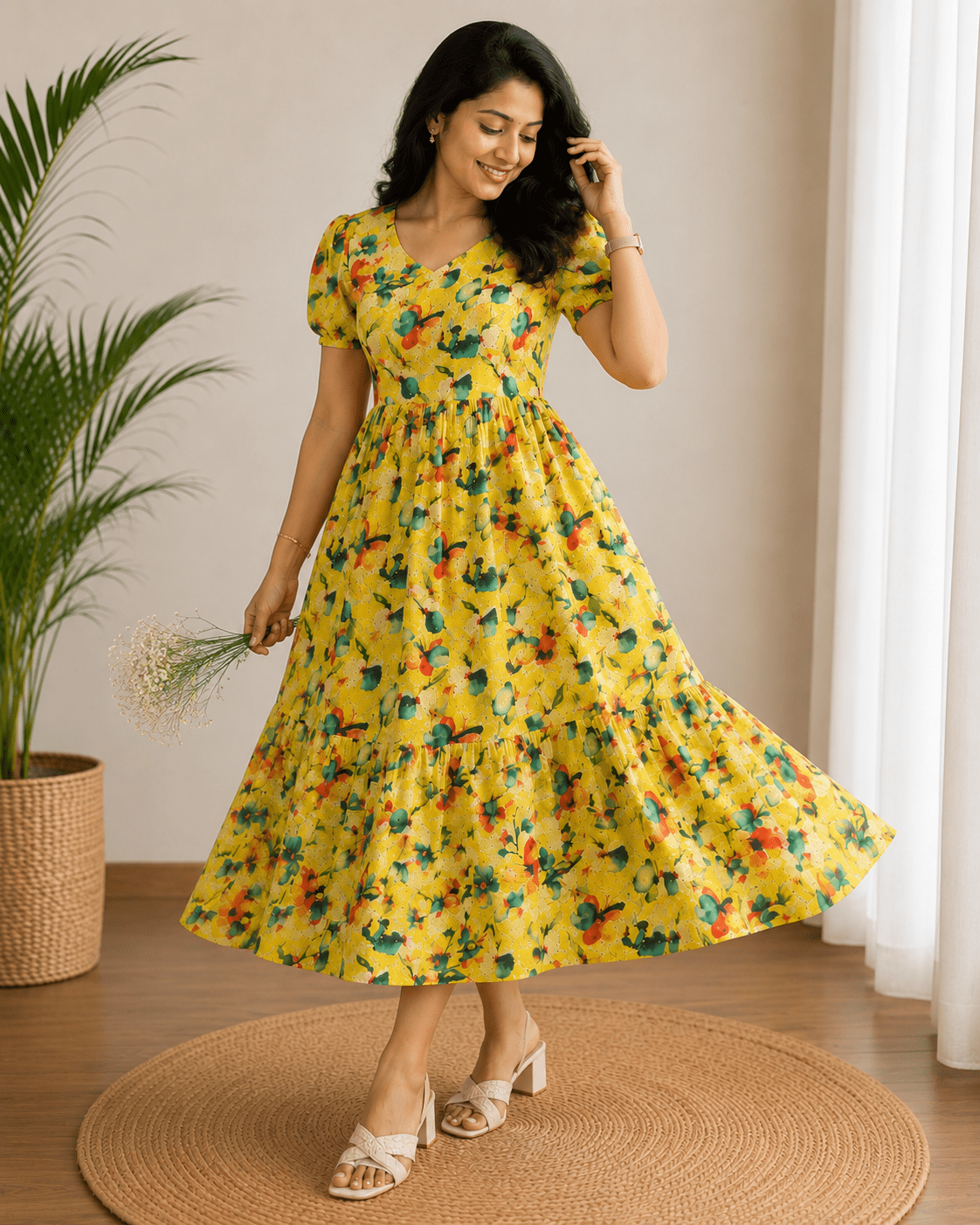 Yellow Floral Hakoba Maxi Dress (2012) - Image 2