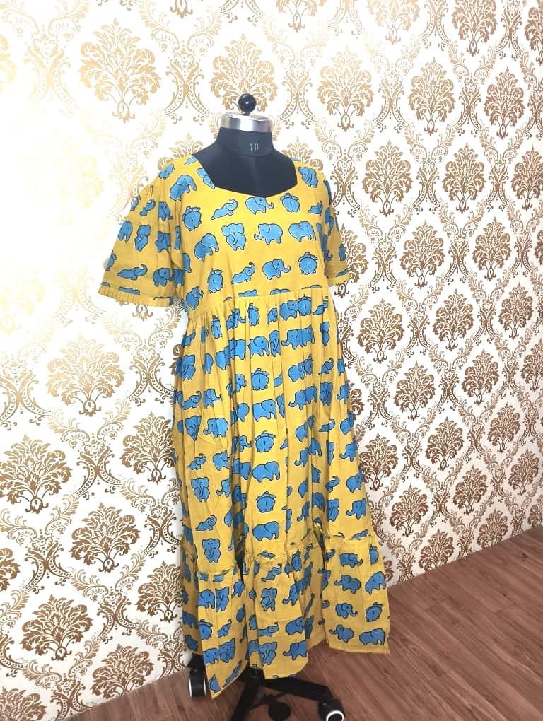 Elephant Print Frock -Mustard Yellow(1992) - Image 4