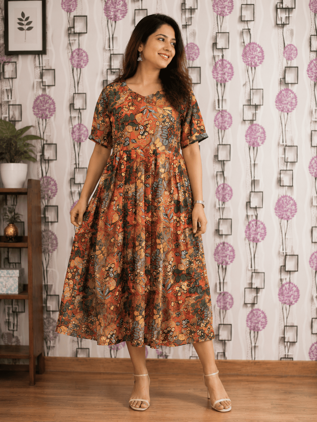 Premium Multi Organ Floral Rayon Frock – M to 6XL | Soft Daily Wear (2303)